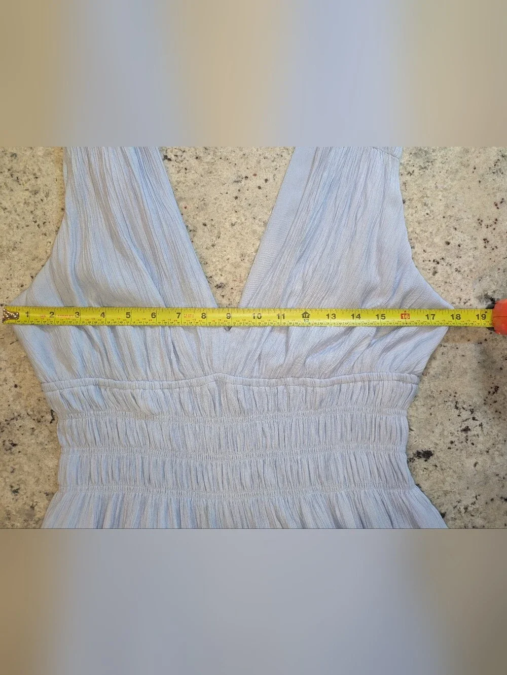 Abercrombie & Fitch Light Blue Crinkle Gauze Smocked Maxi Dress L